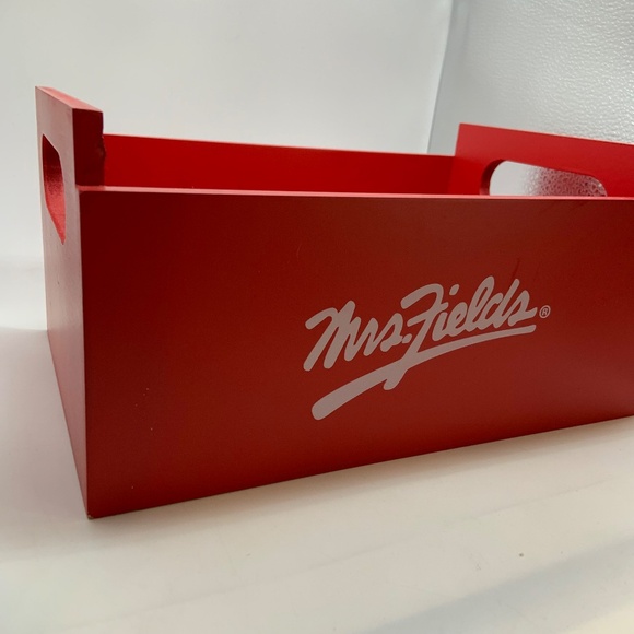 Vintage Mrs. Fields Wooden Logo Box Retro 11" Crate Red/White - Picture 5 of 16